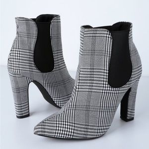 Black & white plaid booties